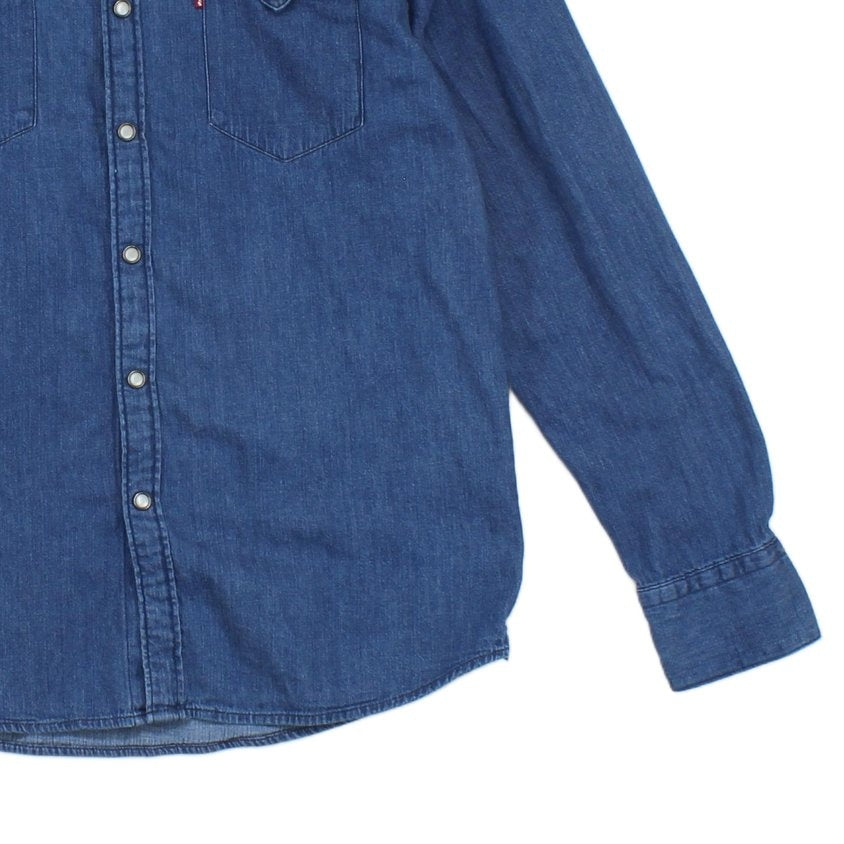 Mens Denim Shirt Slim Fit Western Long Sleeve