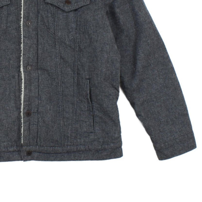 Mens Sherpa Denim Jacket Snap Button