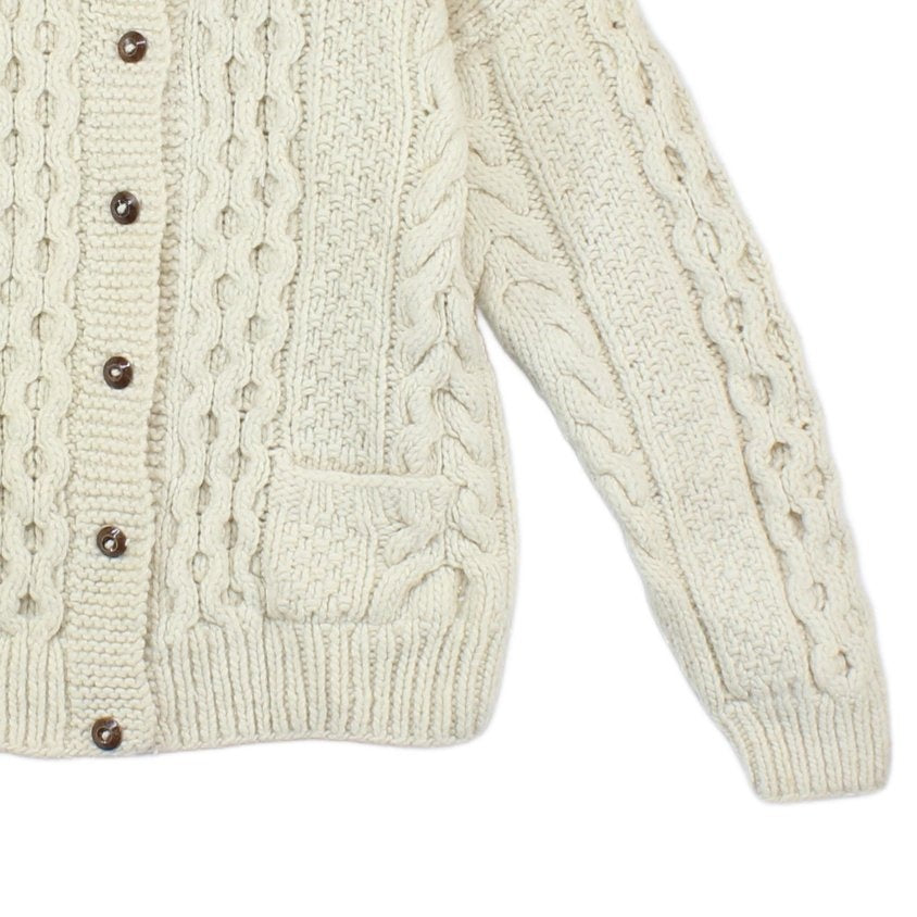 Womens Aran Knit Cardigan Cable Knit Button Up