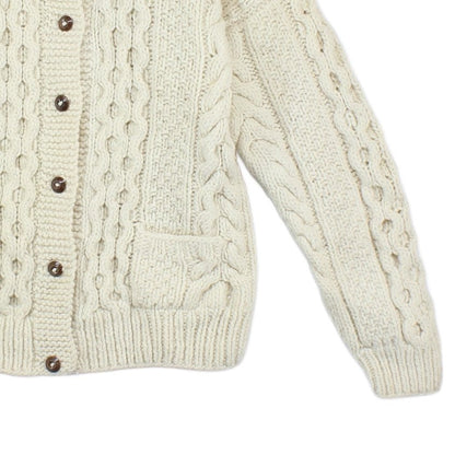 Womens Aran Knit Cardigan Cable Knit Button Up