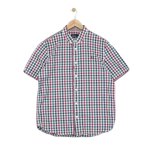Mens Shirt Check Short Sleeve