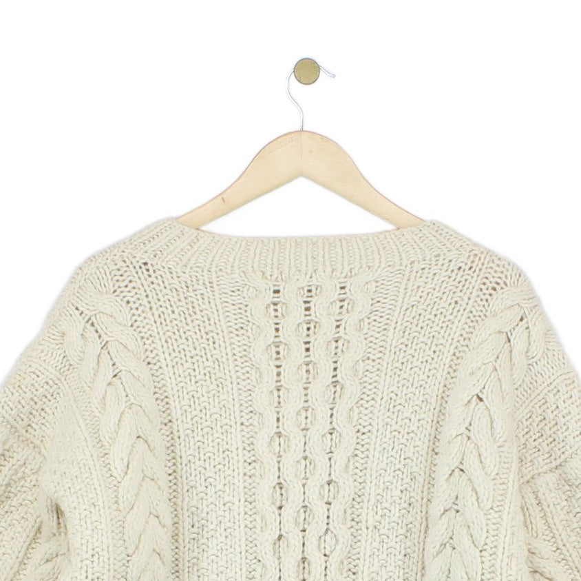 Womens Aran Knit Cardigan Cable Knit Button Up