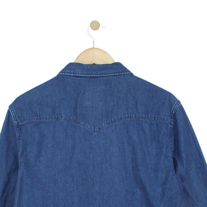 Mens Denim Shirt Slim Fit Western Long Sleeve