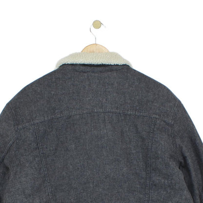 Mens Sherpa Denim Jacket Snap Button
