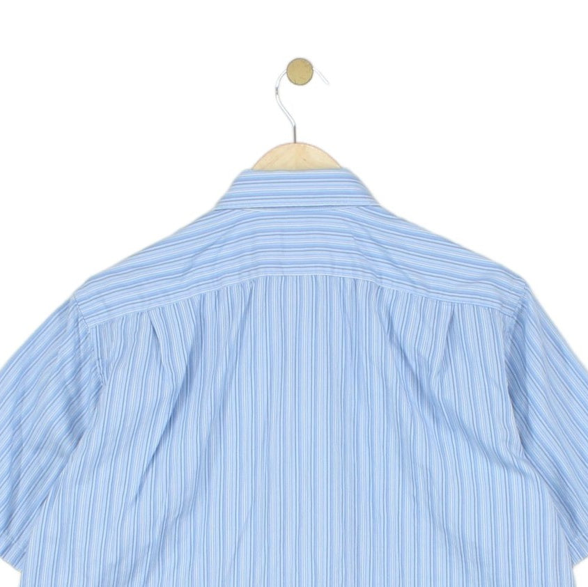 Mens Striped Shirt Short Sleeve Button Up