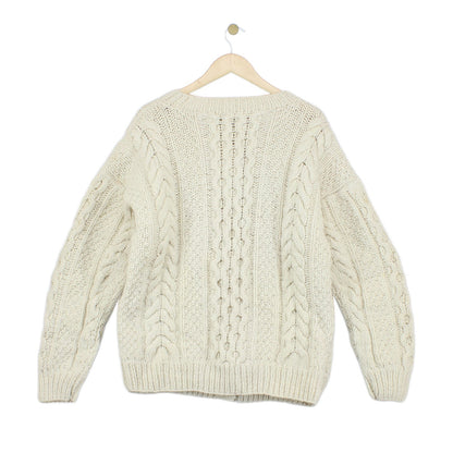 Womens Aran Knit Cardigan Cable Knit Button Up