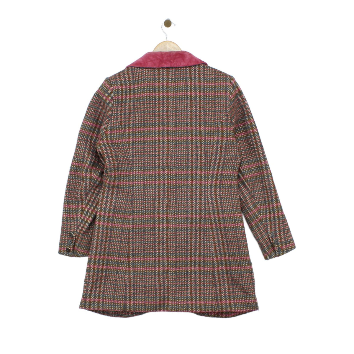 Womens Overcoat Plaid Check Wool Blend