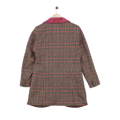 Womens Overcoat Plaid Check Wool Blend