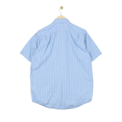 Mens Striped Shirt Short Sleeve Button Up
