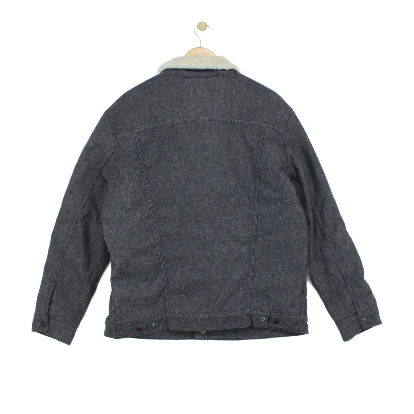 Mens Sherpa Denim Jacket Snap Button