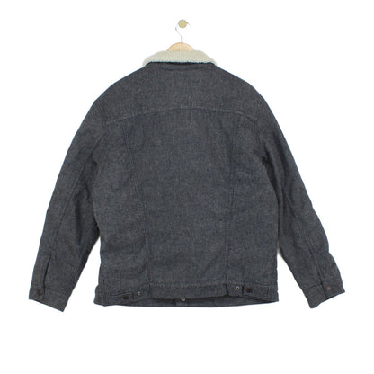 Mens Sherpa Denim Jacket Snap Button