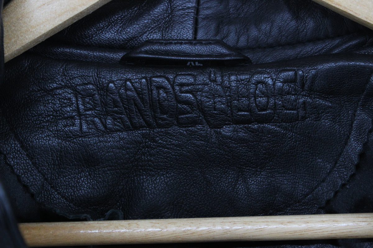 Mens Leather Jacket Full Zip Biker