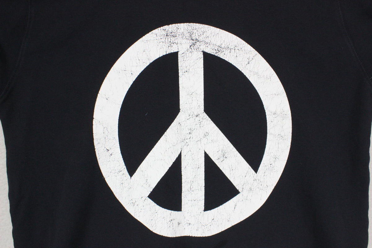 Mens Sweatshirt Peace Sign Crew Neck Printed