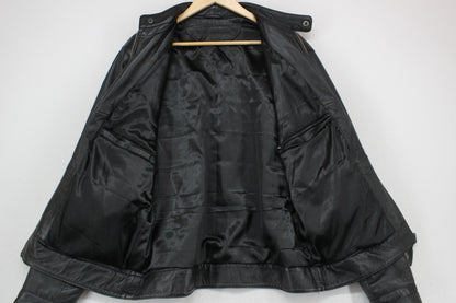 Mens Leather Jacket Full Zip Biker