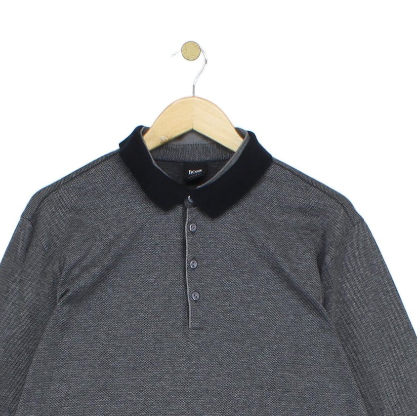 Mens Polo Shirt Stretch Long Sleeve Classic