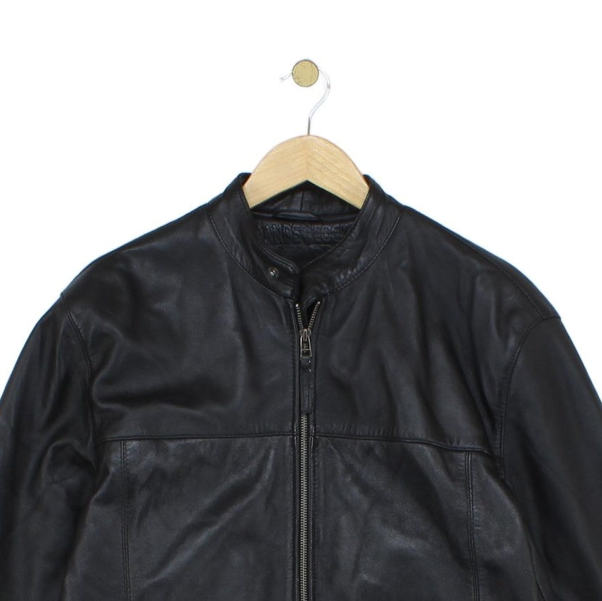 Mens Leather Jacket Full Zip Biker