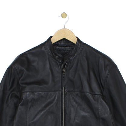 Mens Leather Jacket Full Zip Biker