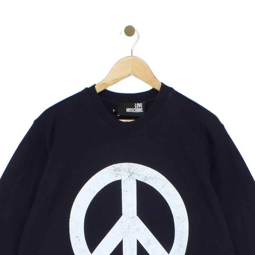 Mens Sweatshirt Peace Sign Crew Neck Printed