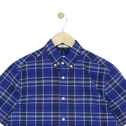 Mens Plaid Shirt Short Sleeve Button Up