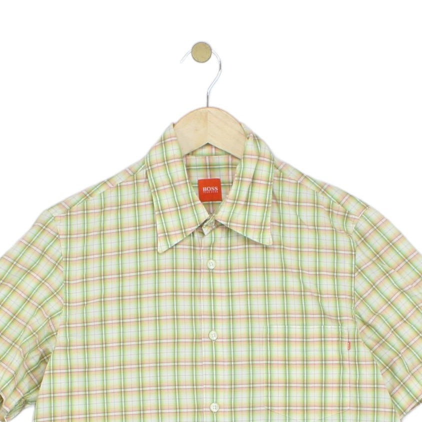 Mens Plaid Shirt Made In Italy Short Sleeve