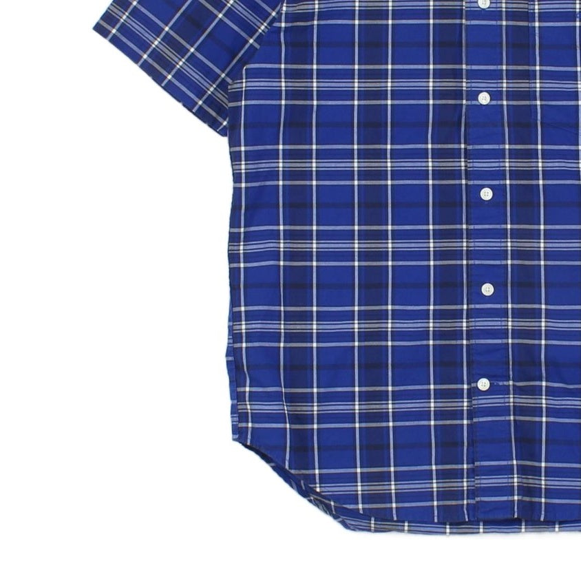 Mens Plaid Shirt Short Sleeve Button Up