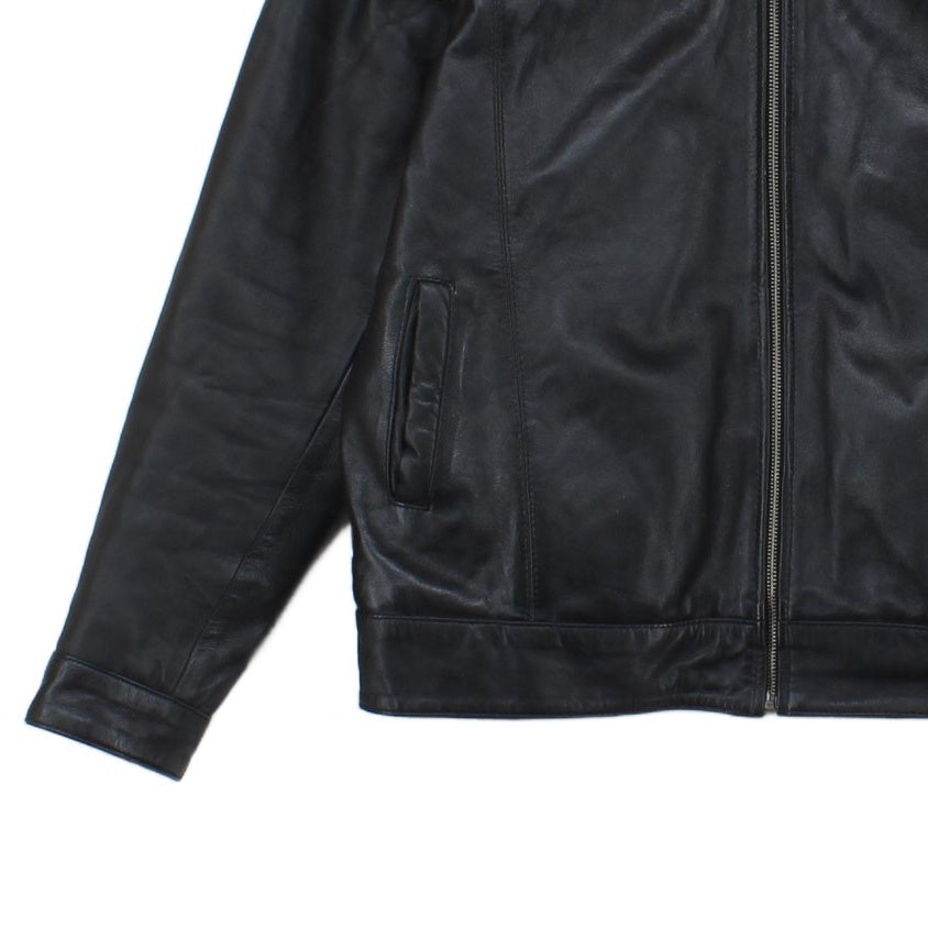 Mens Leather Jacket Full Zip Biker