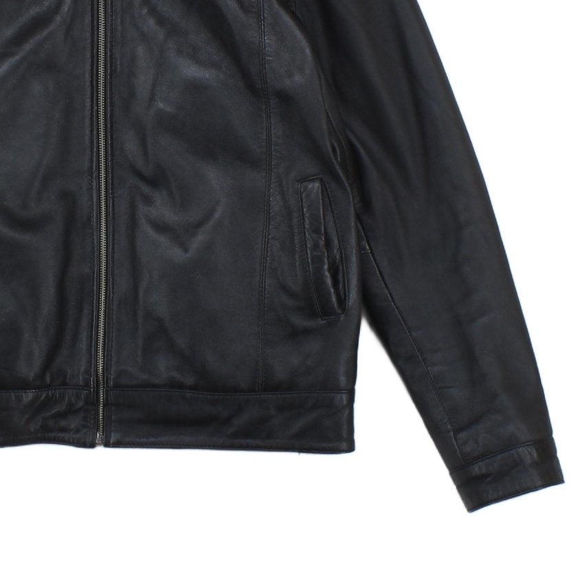 Mens Leather Jacket Full Zip Biker