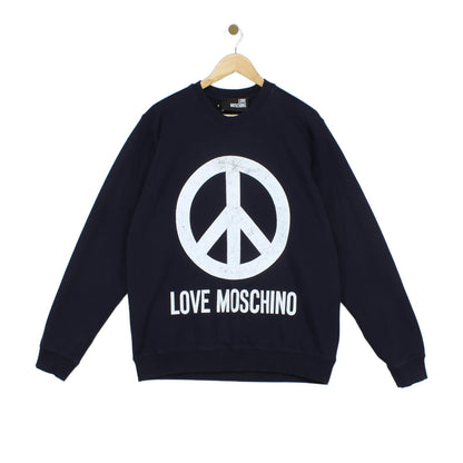 Mens Sweatshirt Peace Sign Crew Neck Printed