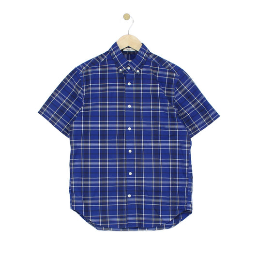 Mens Plaid Shirt Short Sleeve Button Up