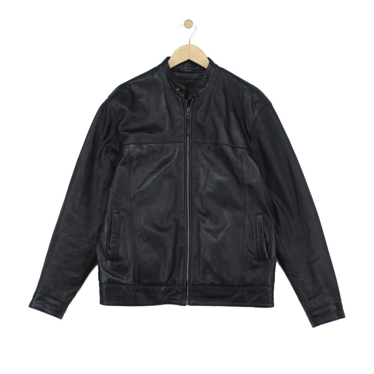 Mens Leather Jacket Full Zip Biker