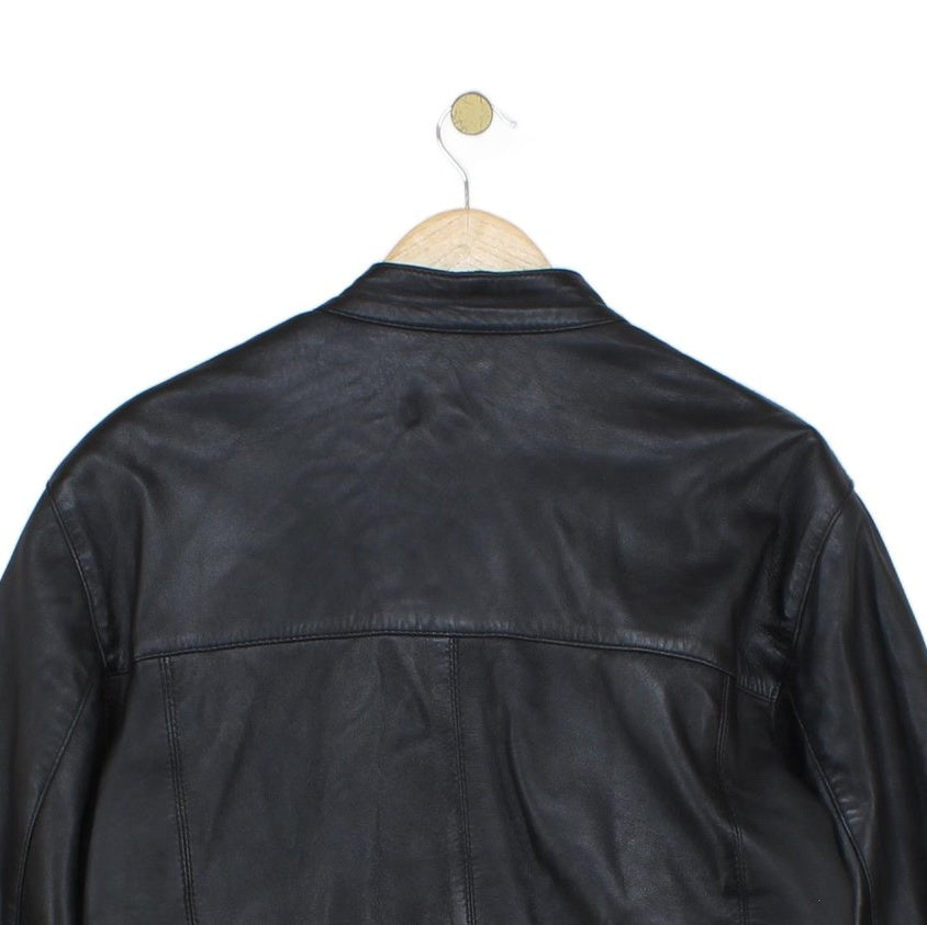 Mens Leather Jacket Full Zip Biker