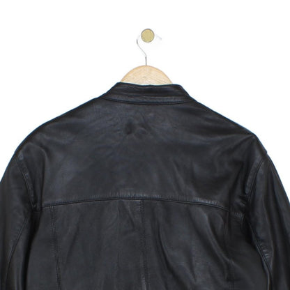 Mens Leather Jacket Full Zip Biker
