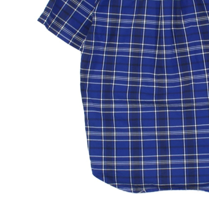 Mens Plaid Shirt Short Sleeve Button Up