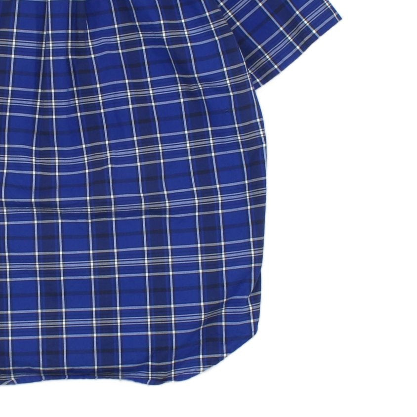 Mens Plaid Shirt Short Sleeve Button Up