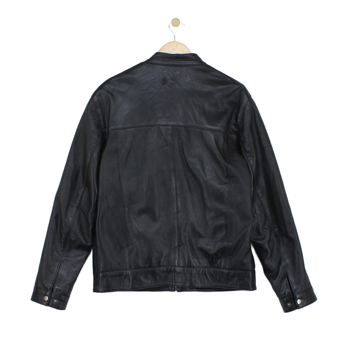 Mens Leather Jacket Full Zip Biker