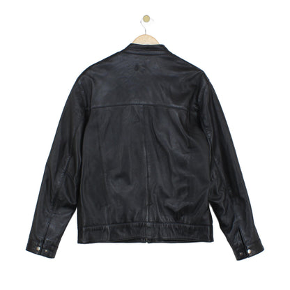 Mens Leather Jacket Full Zip Biker