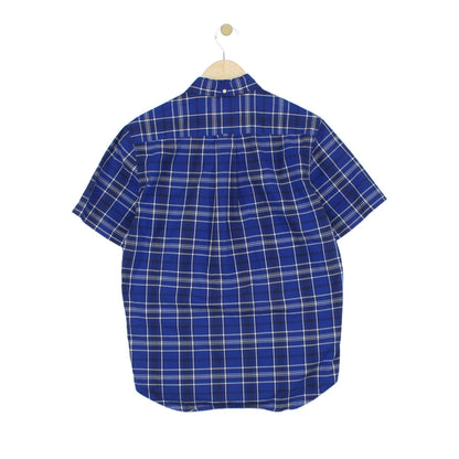 Mens Plaid Shirt Short Sleeve Button Up