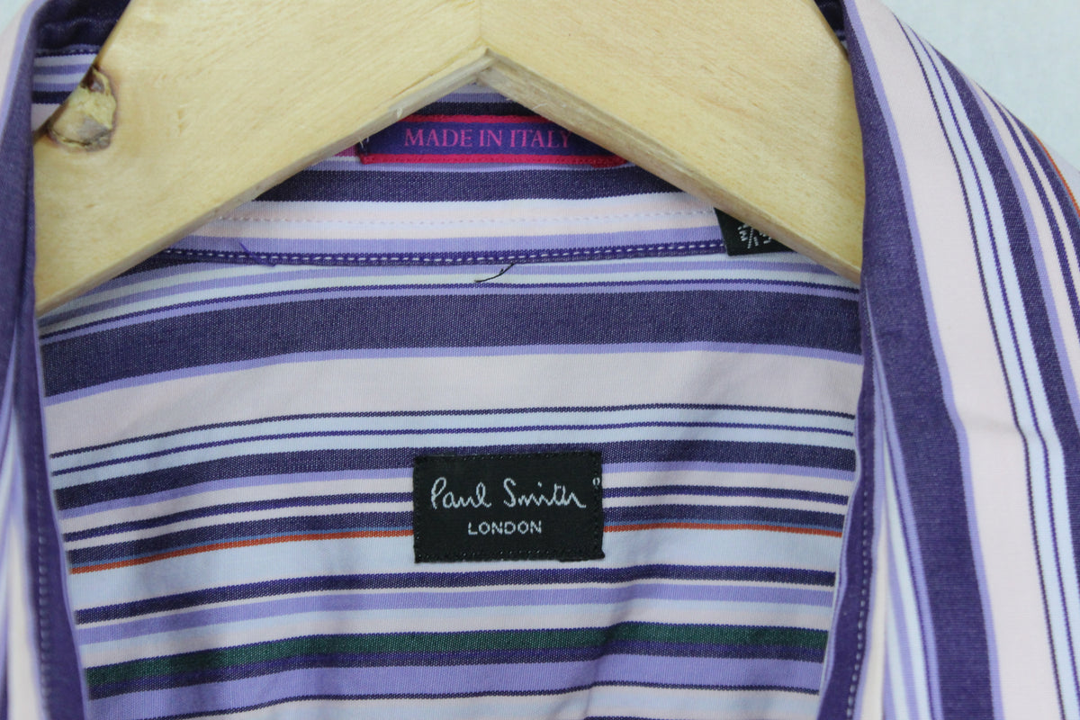 Mens Striped Shirt Made In Italy Long Sleeve Cotton