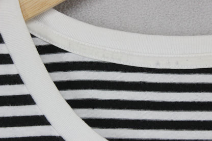 Mens T-Shirt Striped Crew Neck Long Sleeve