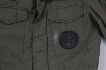 Mens Military Jacket Patch Full Zip Cotton