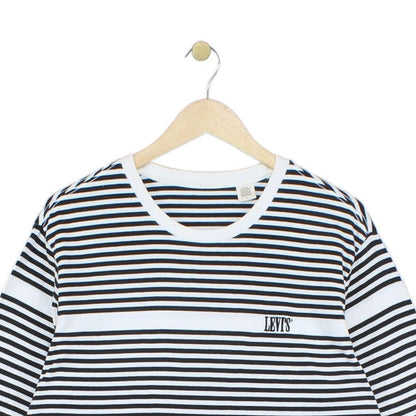 Mens T-Shirt Striped Crew Neck Long Sleeve