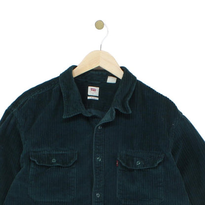 Mens Corduroy Shirt Relaxed Fit Button Up Long Sleeve