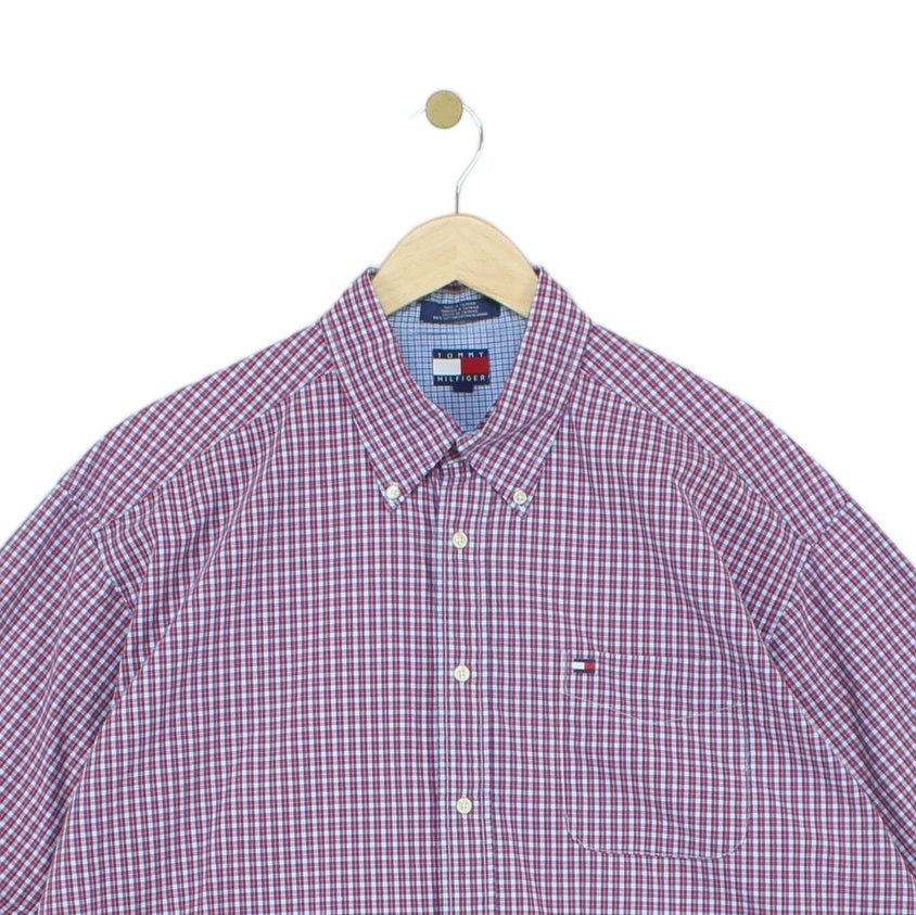 Mens Plaid Shirt Short Sleeve Button Up