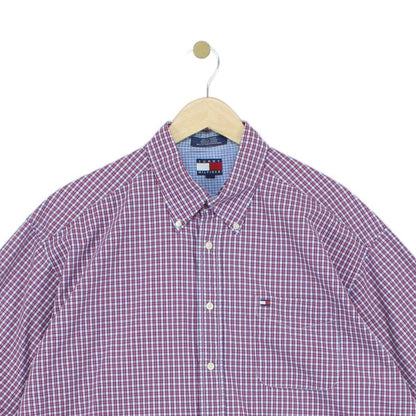 Mens Plaid Shirt Short Sleeve Button Up