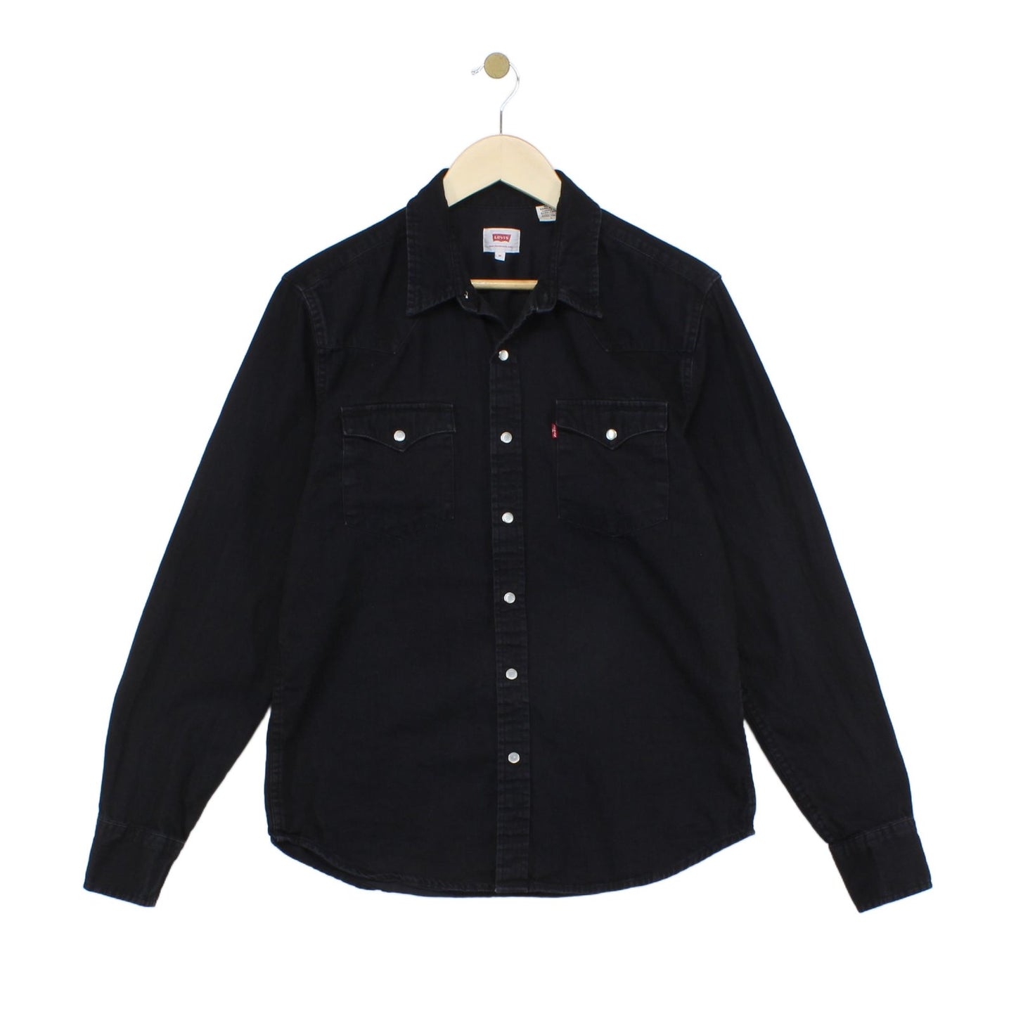 Mens Denim Shirt Pearl Snap Long Sleeve Button Up