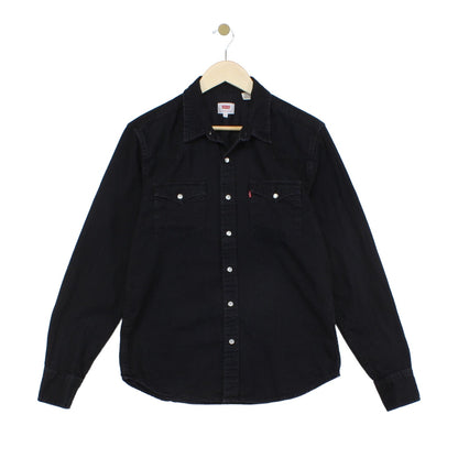 Mens Denim Shirt Pearl Snap Long Sleeve Button Up