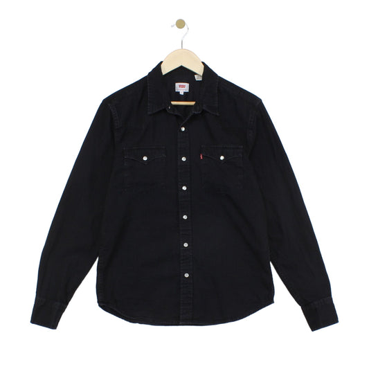 Mens Denim Shirt Pearl Snap Long Sleeve Button Up