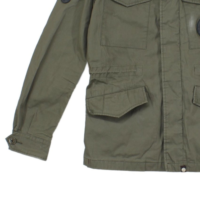 Mens Military Jacket Patch Full Zip Cotton