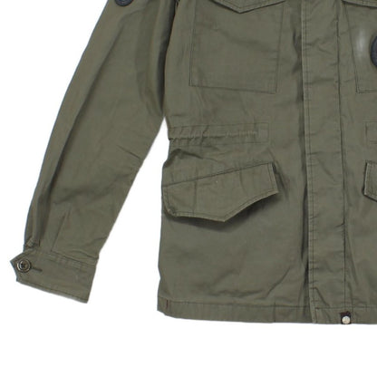 Mens Military Jacket Patch Full Zip Cotton