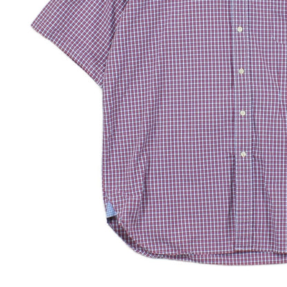Mens Plaid Shirt Short Sleeve Button Up